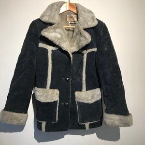 Vtg Leather 70's Rocker Western Jacket Shearling
